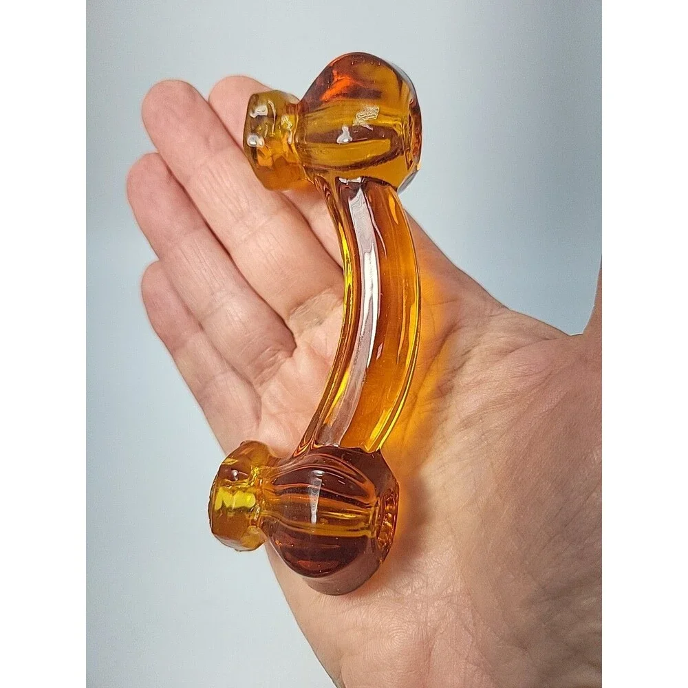Set Of 4 Amber Glass Drawer Pulls Handles Vintage Depression Style NO HARDWARE
